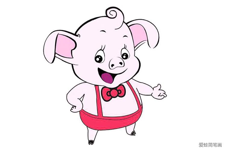 可爱的卡通小猪简笔画彩色