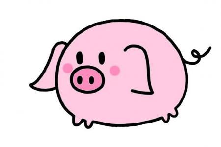 粉嘟嘟的可爱小猪简笔画