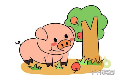 动物 猪 散步的小猪简笔画 小猪简笔画猪是脊椎动物哺乳动物家畜